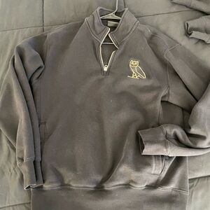 OVO Black and Gold Zip-Up Sweater